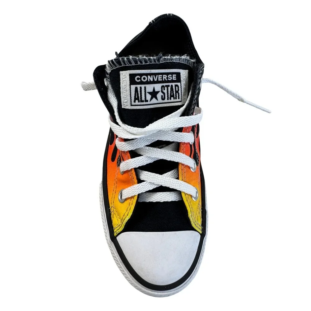 Converse Chuck Taylor All Star Ox Youth 13 Black Orange Flame Sneakers 366197F